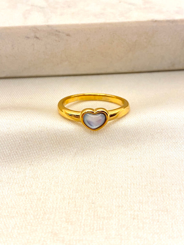 Anillo Corazon Nacar Acero