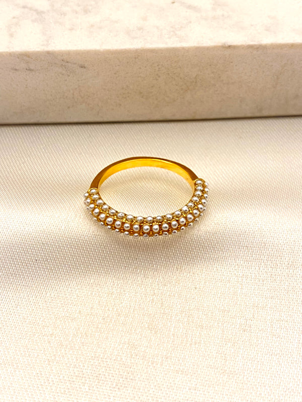 Anillo Microperlas Acero