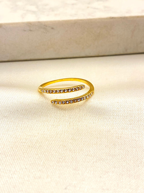 Anillo Abierto Zirconias Acero