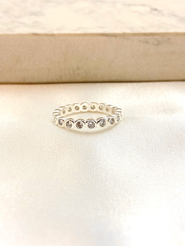 Anillo Circulo Zirconia Plata